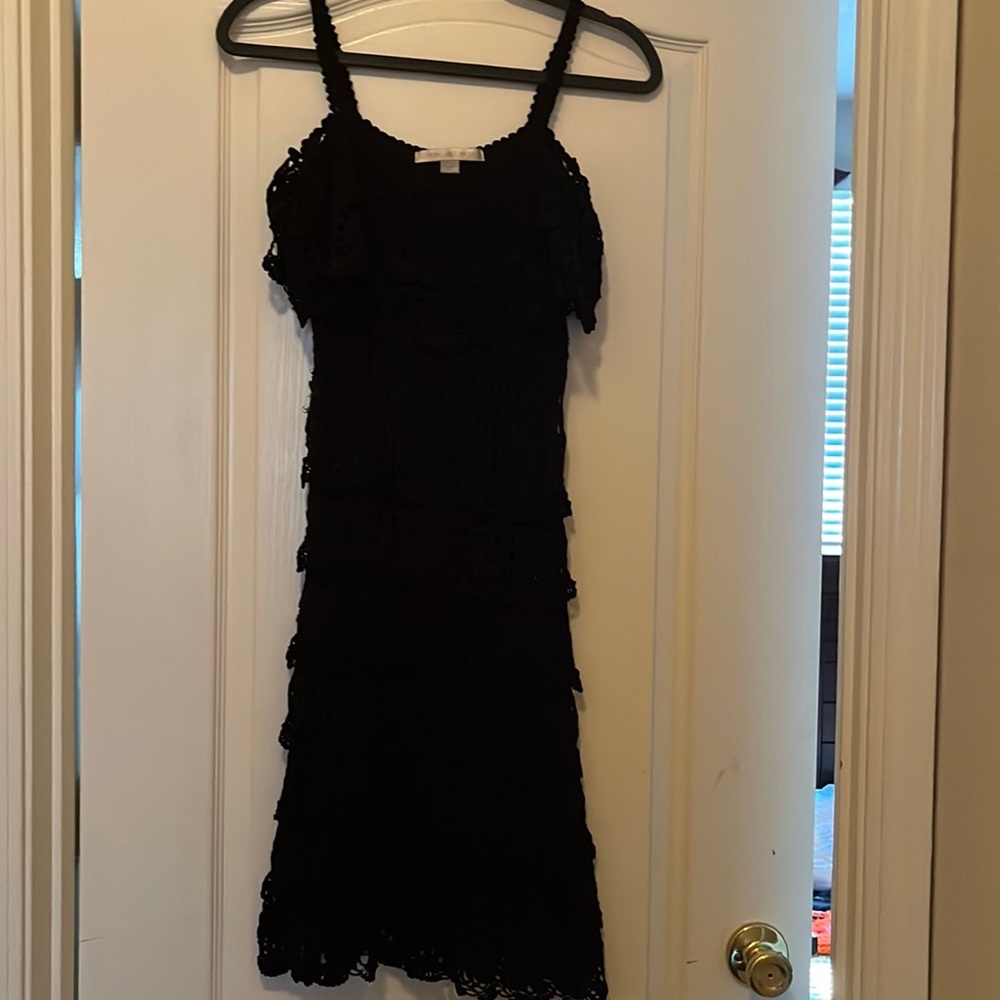 Boston Proper Black crochet sleeve less dress